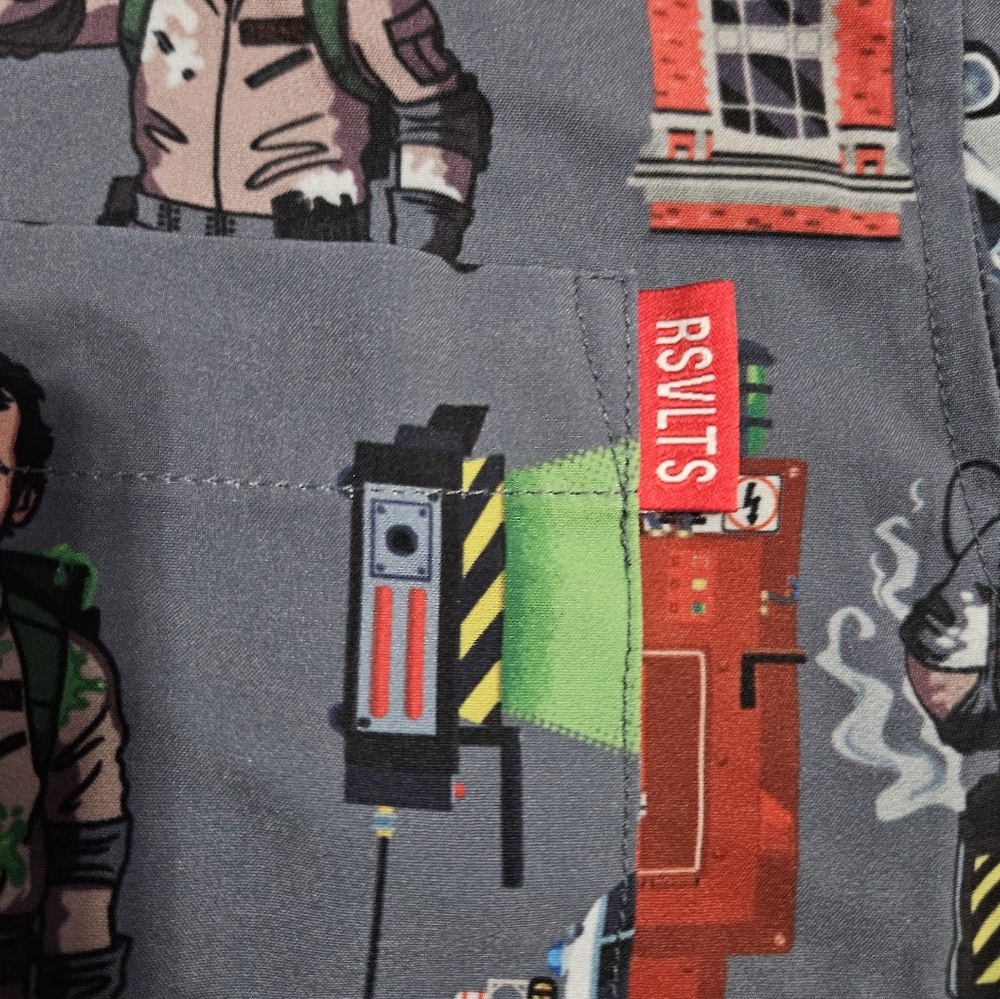 RSVLTS Ghostbusters Ain’t Afraid Button Down Short Sleeve Shirt - Men’s Medium - Picture 4 of 5